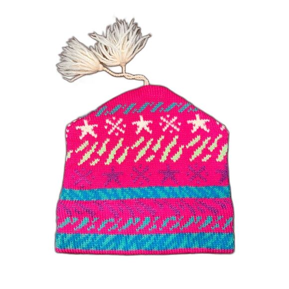 Murray Merkley Pure Virgin Wool Handmade Tassel Beanie Multicolor Winter Hat OS - Picture 3 of 5